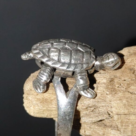 Turtle Tortoise Design Ring Moving Parts Articulated Sterling Silver 925 Nature - Picture 3 of 14